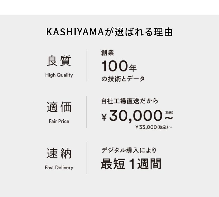 KASHIYAMAが選ばれる理由
